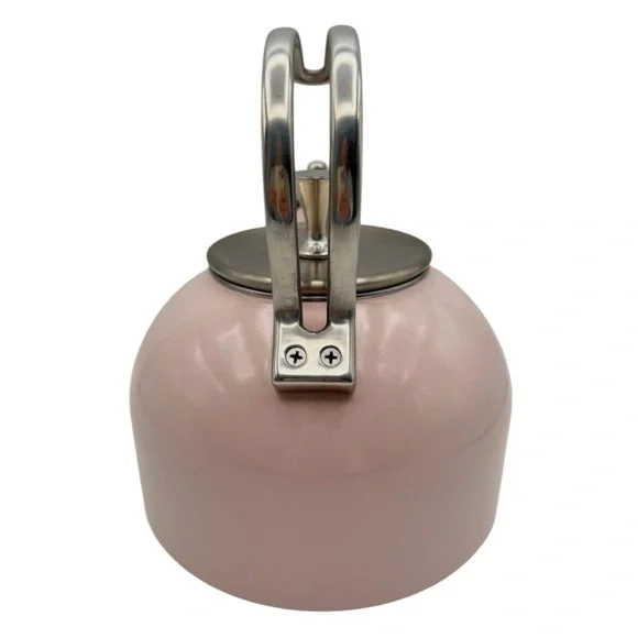 KATE SPADE Whistling Tea Kettle with Stainless Handle in Pale Pink — GIRLIE VIBE - Picture 4 of 6